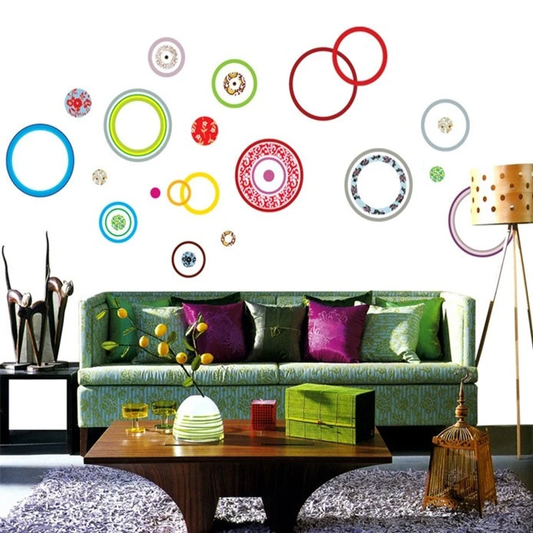 Colorful Abstract Circles Geometric Pattern Removable Vinyl Wall Art Sticker