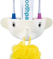 Cute elephant wall-mounted toothbrush holder and multi-purpose storage rack.