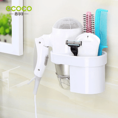 ECOCO Multifunction Hair Dryer Rack, Punch-free Installation Blower Shelf, Waterproof  Wall Mounted Hair Dryer Holder Organizer Shelf Rack