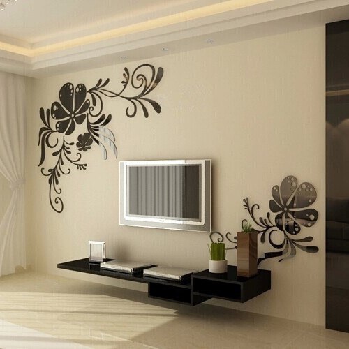 Black Floral Vine Wall Sticker Removable Vinyl Decal