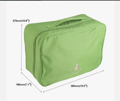 Green Baby Doll Print Travel Toiletry Cosmetic Storage Organizer Bag