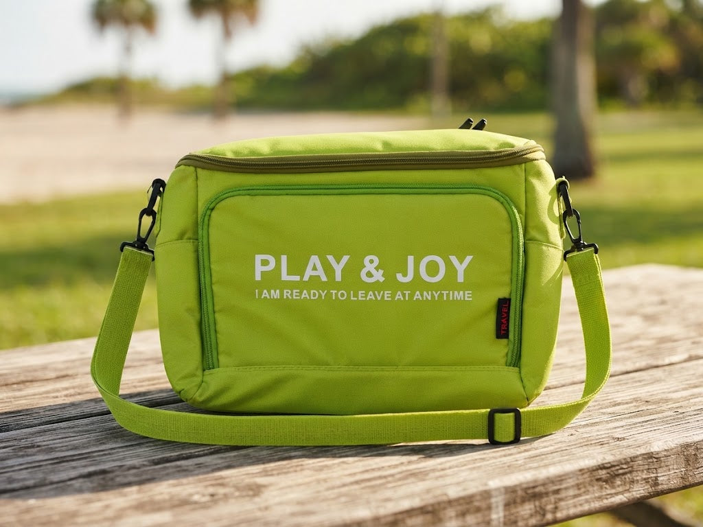 Green Play & Joy Slogan Print Casual Travel Shoulder Bag