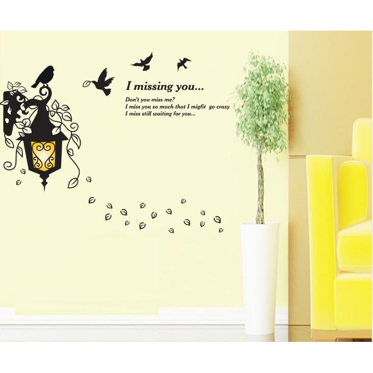 Inspirational Birds Flying Over Vintage Street Lamp Wall Decal Art