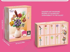 Botanical Flower Building Blocks Set with Vase Exquisite Gift Packaging