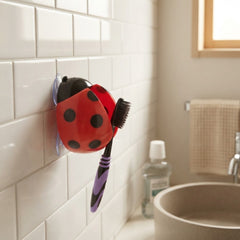 Cute Ladybug Wall Mounted Suction Toothbrush Holder Storage Rack Organizer