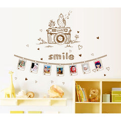 Creative Smile Camera Photo Frame Wall Sticker Decor With Hearts