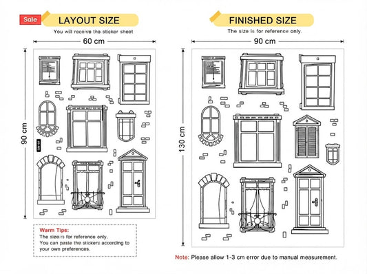 Creative Hand Drawn Window Frames Wall Sticker Art Decal
