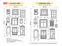 Creative Hand Drawn Window Frames Wall Sticker Art Decal