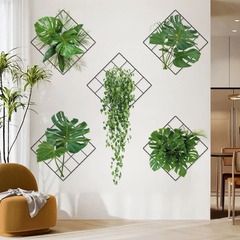 3D Geometric Framed Tropical Green Leaves Wall Decals Home Decor