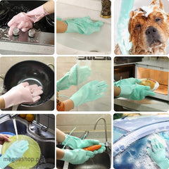 Silicone Gloves With Scrubber Multifunction Glove For Dishwashing.