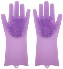 Silicone Gloves With Scrubber Multifunction Glove For Dishwashing.