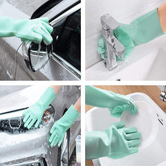 Silicone Gloves With Scrubber Multifunction Glove For Dishwashing.