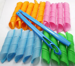 Magic Hair Curlers Water Wave Magic Hairstyle Formers Leverage Rollers Spiral Hairdressing Tool with 2 Styling Hooks Random Color