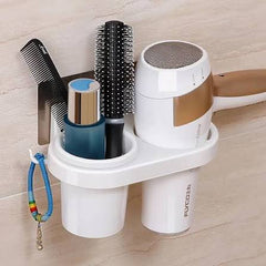 Wall Mounted Hair Dryer Holder Multifunctional Bathroom Hair Styling Organizer