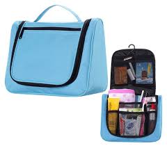 Dundes Blue Hanging Travel Toiletry Organizer Makeup Cosmetic Bag