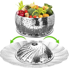 Stainless Steel Foldable Steamer Basket For Cooking Vegetables And Dumplings