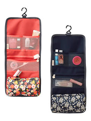 Foldable Hanging Travel Toiletry Bag With Multi Compartment Makeup Organizer