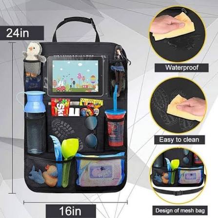 Car Back Seat Organizer Multi-Pocket Storage Bag With Tablet Holder