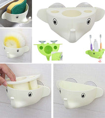 Cute elephant wall-mounted toothbrush holder and multi-purpose storage rack.