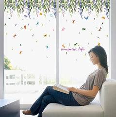 Hanging Floral Butterfly Wall Sticker Romantic Bedroom Living Room Decor