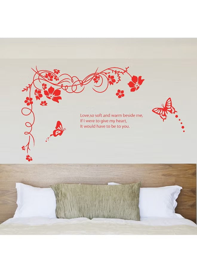 Wall Stickers Red Floral Vine Butterfly Wall Decals
