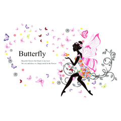 Pink Butterfly Fairy Wall Stickers for Girls Bedroom Nursery Decor