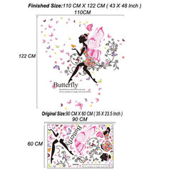 Pink Butterfly Fairy Wall Stickers for Girls Bedroom Nursery Decor