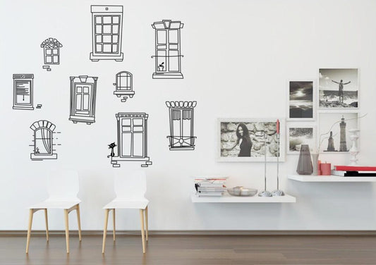 Abstract Doors Windows and Cupboard Wall Sticker JM7071 PVC Wall Paper Removeable Wall Art Decor