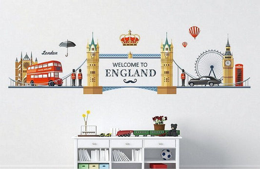 Welcome To London Bridge Wall Sticker JM-7304 Traveling  Wall Paper PVC Removeable Wall Decor