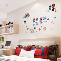 Cute Owl Nautical Pirate Theme Kids Wall Sticker Decal