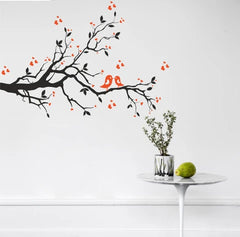 Black Tree Branch with Love Birds Removable Wall Sticker Decal