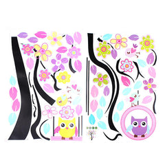 Colorful Cartoon Wall Sticker Sheet – Fun Floral & Bird Designs