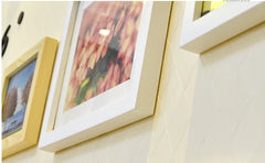 Wooden Photo Frames With Acrylic Wall Clock And Antique Design Wall Sticker For Home Decore.