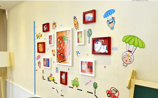 Wall Decoration Photo Frames Wooden Frames With Wall Stickers To Decorate your Home.