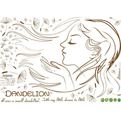 Botanical Woman Face Dandelion Removable Vinyl Wall Sticker Decal