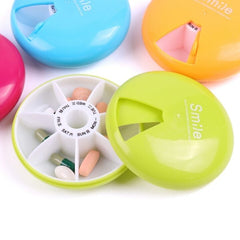 Portable Round Daily Pill Box Organizer with Compartments and Lid