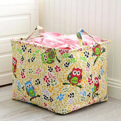 Cute Owl Print Foldable Fabric Storage Basket for Laundry Organizer