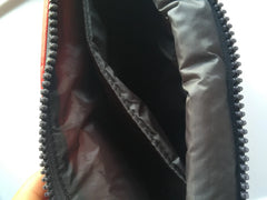 Dark Green and Red Quilted Gadget Pouch with Multiple Compartments