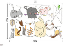 Lovely Cartoon Cute Kittens Wall Sticker, Creative PVC Wallpaper Sticker For Kid's Bed Room.