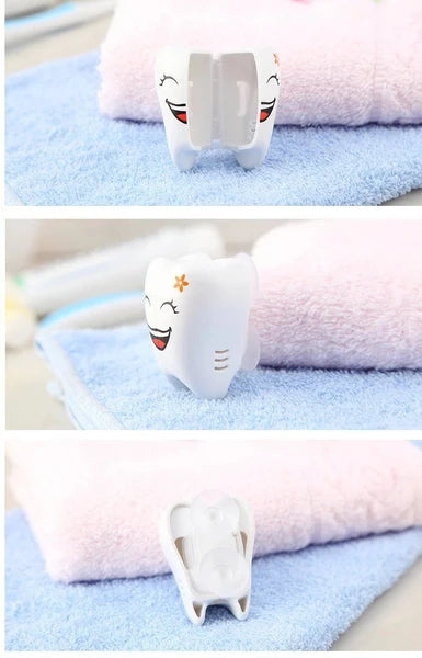 Cute Cartoon Tooth Shaped 3 Slots Wall Mounted Toothbrush Holder