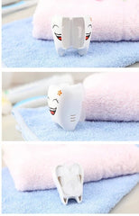 Cute Cartoon Tooth Shaped 3 Slots Wall Mounted Toothbrush Holder