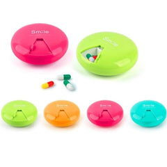 Portable Round Daily Pill Box Organizer with Compartments and Lid