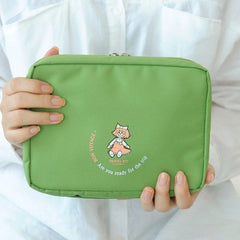 Green Baby Doll Print Travel Toiletry Cosmetic Storage Organizer Bag
