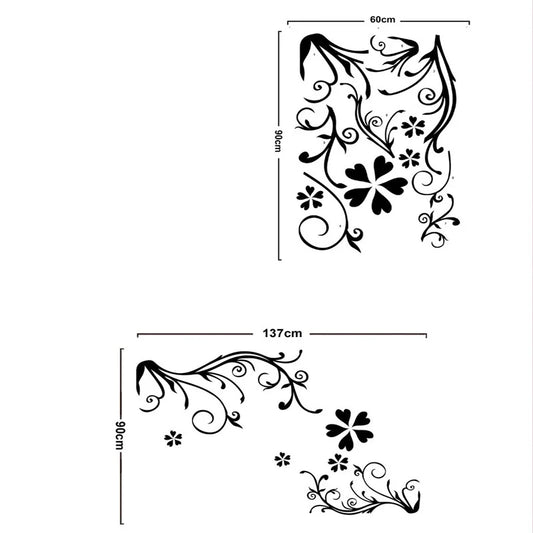 Black Floral Vine Swirl Wall Sticker Peel And Stick