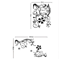 Black Floral Vine Swirl Wall Sticker Peel And Stick