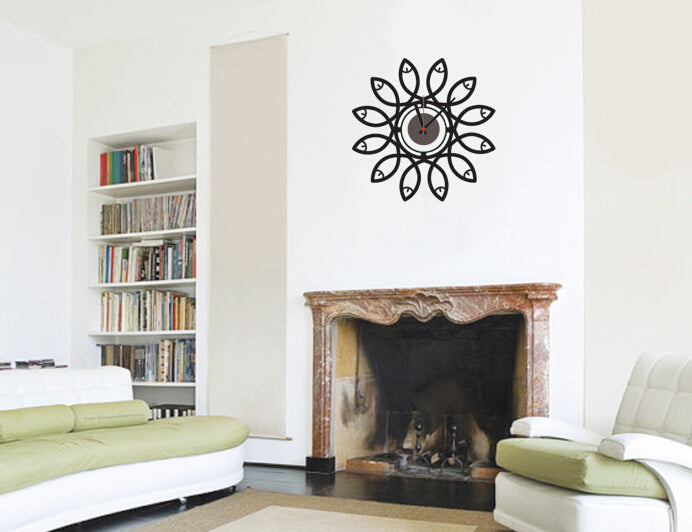 Black Decorative Fish Pattern Wall Clock Modern Living Room
