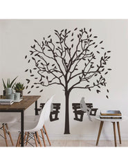 Large Black Tree with Benches Removable Wall Sticker Decal