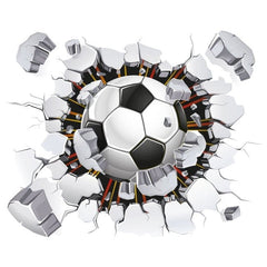 3D Breaking Wall Soccer Ball Decal Boys Room Decor