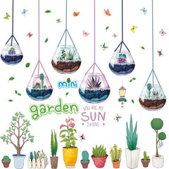 SUN YOU ARE MY SHINE Botanical Terrarium Hanging Wall Decals Sticker