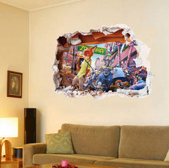 Popular Film Zootopia Wall Sticker Cartoon Movie Wall Paper For Kids Room PVC Removeable